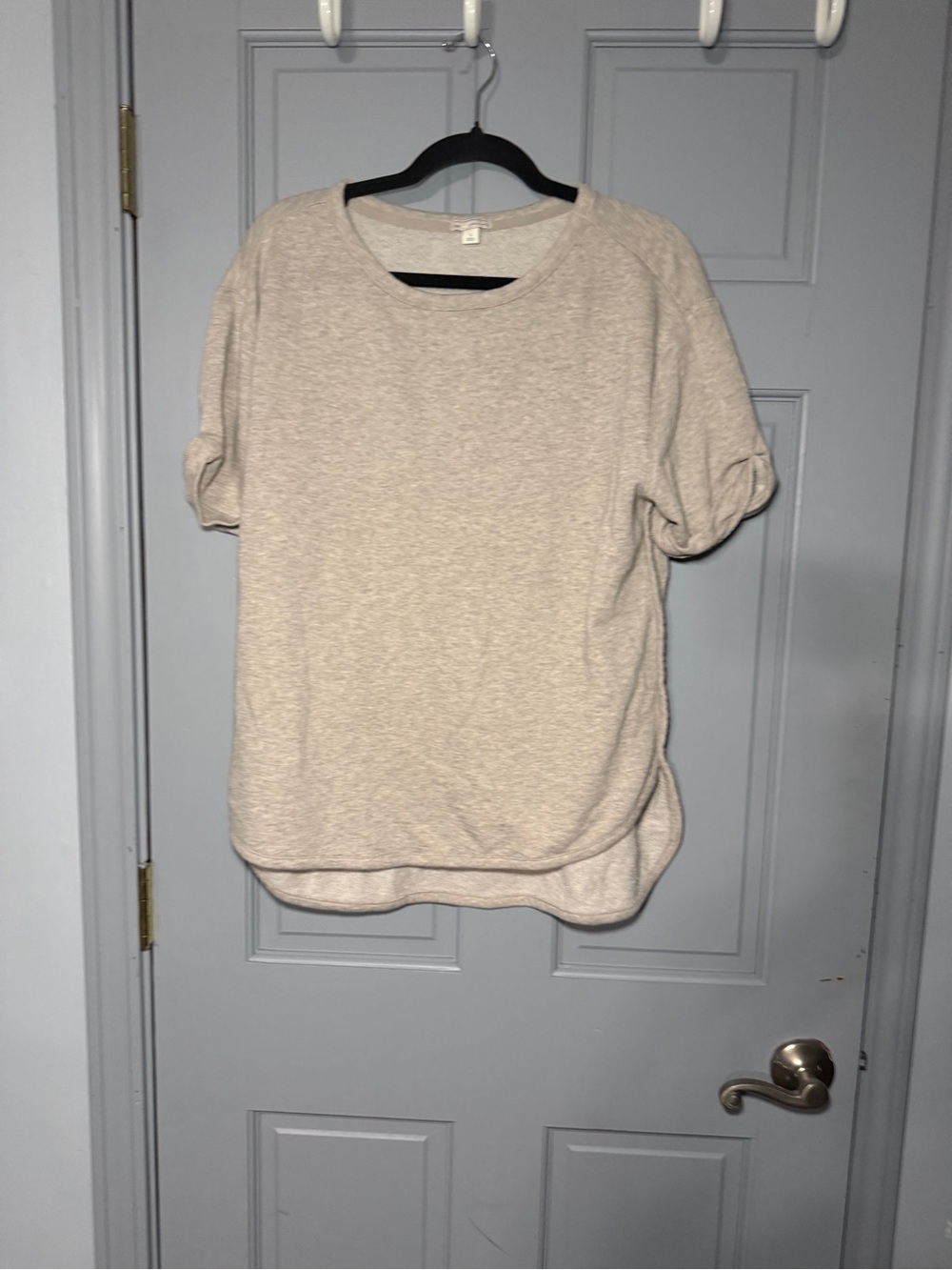 Gap Designed & Crafted Oatmeal Terry Knit Short Sleeve Sweatshirt Top L